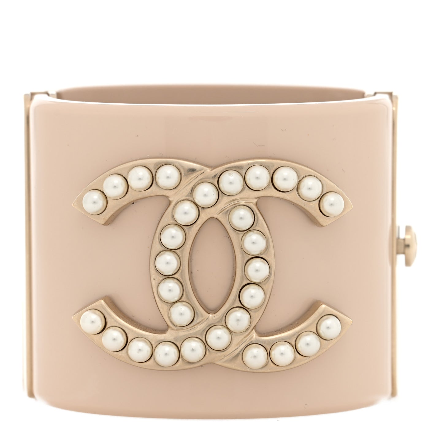 Resin Pearl CC Cuff Gold Pearly White Beige
