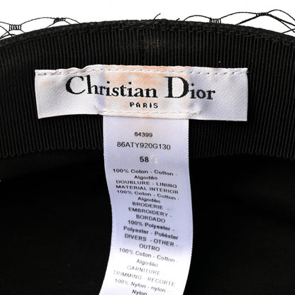 Christian Dior Cotton Canvas Arty Cap with Veil 58 Black 9 of 10