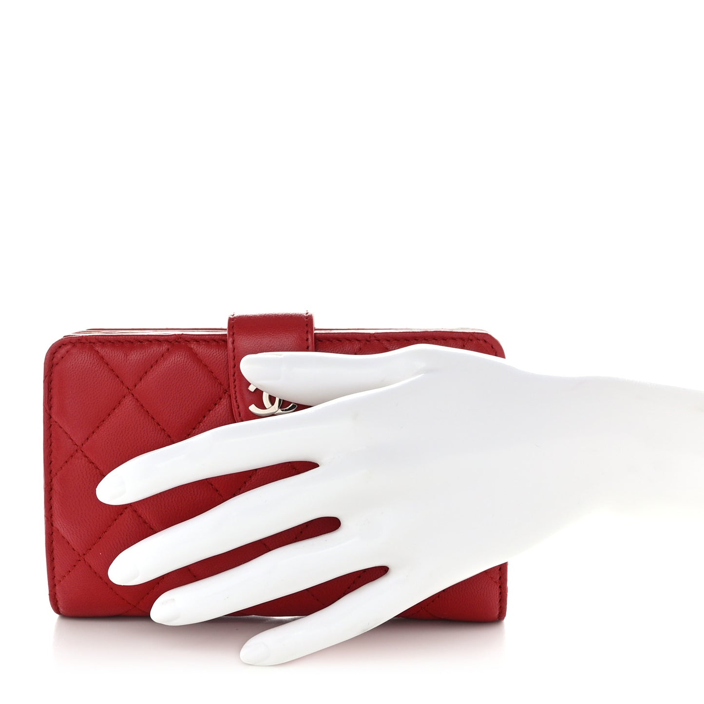 Lambskin Quilted CC French Wallet Red