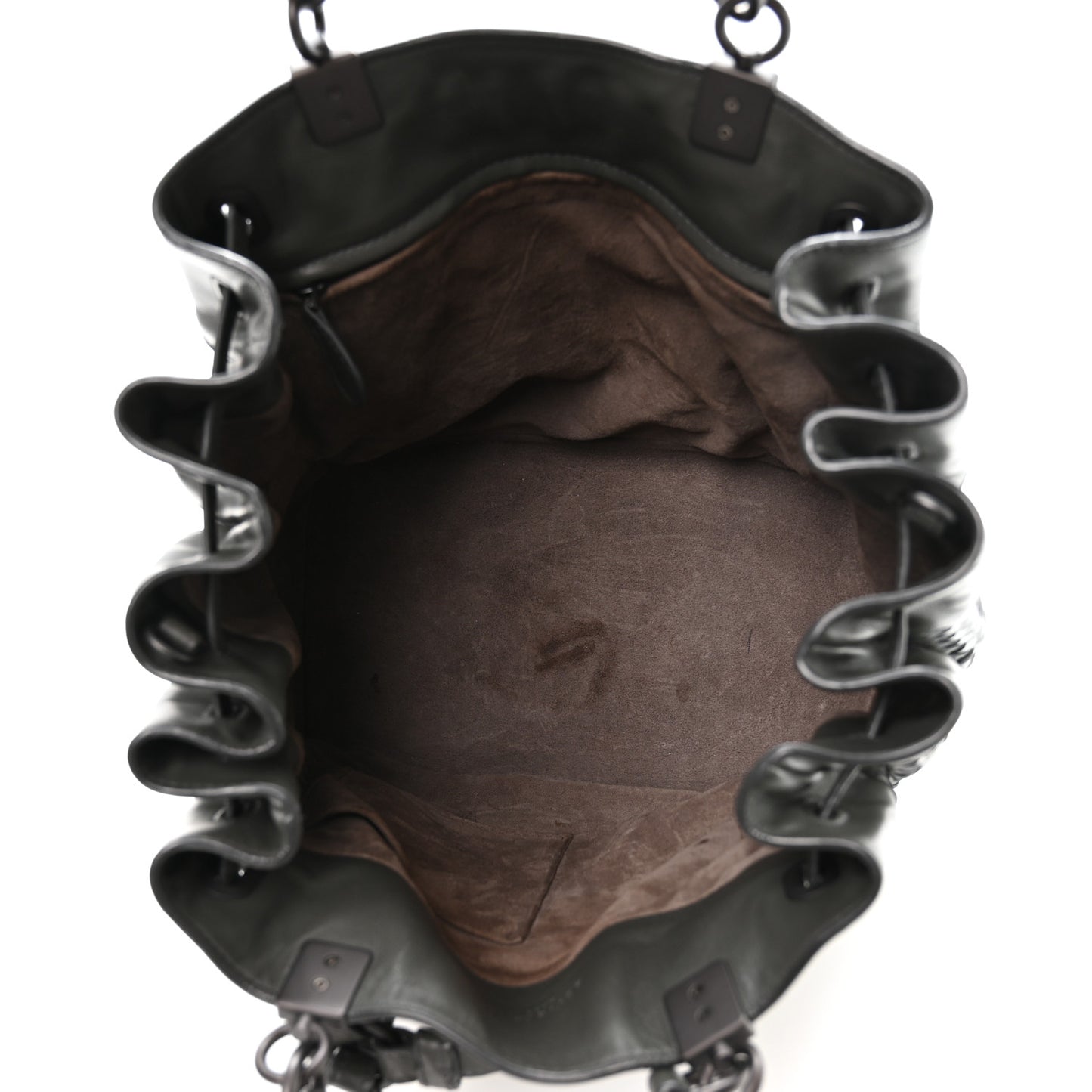 Nappa Intrecciato Drawstring Bucket Bag Grey