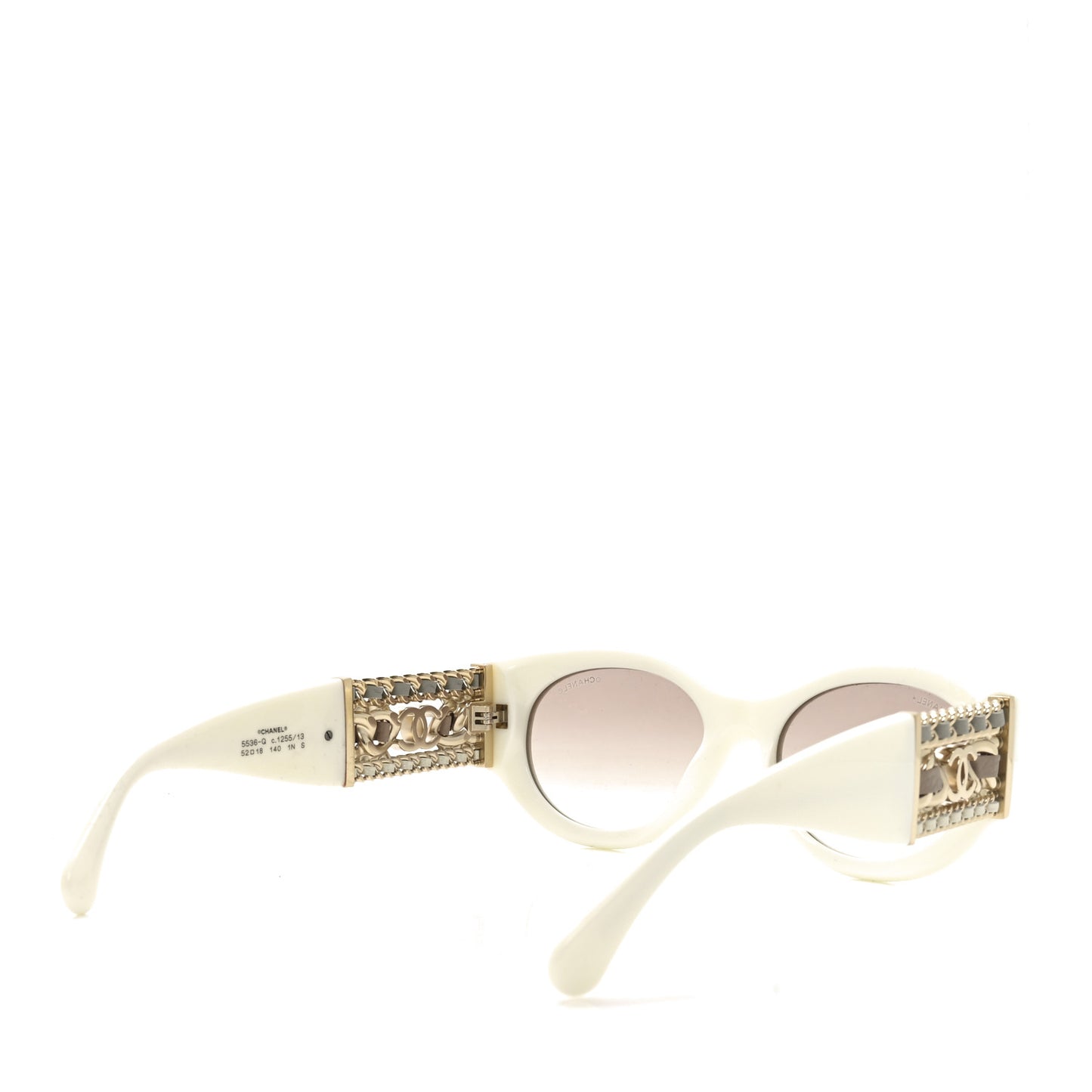 Acetate Calfskin Chain CC Sunglasses 5536-Q White