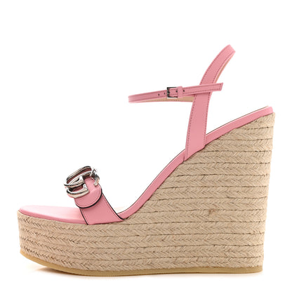 Gucci Lifford Calfskin Aitana Espadrille Platform 45/130mm Wedge Sandals 39 Wild Rose 1 of 7