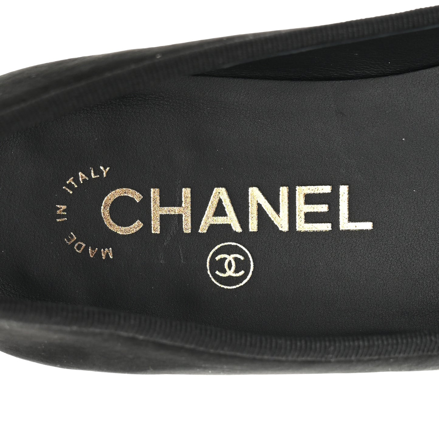 Suede Calfskin Cap Toe CC Ballerina Flats 36 Black