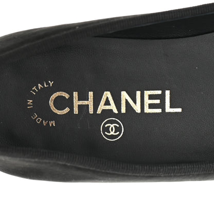 Chanel Suede Calfskin Cap Toe CC Ballerina Flats 36 Black 8 of 10
