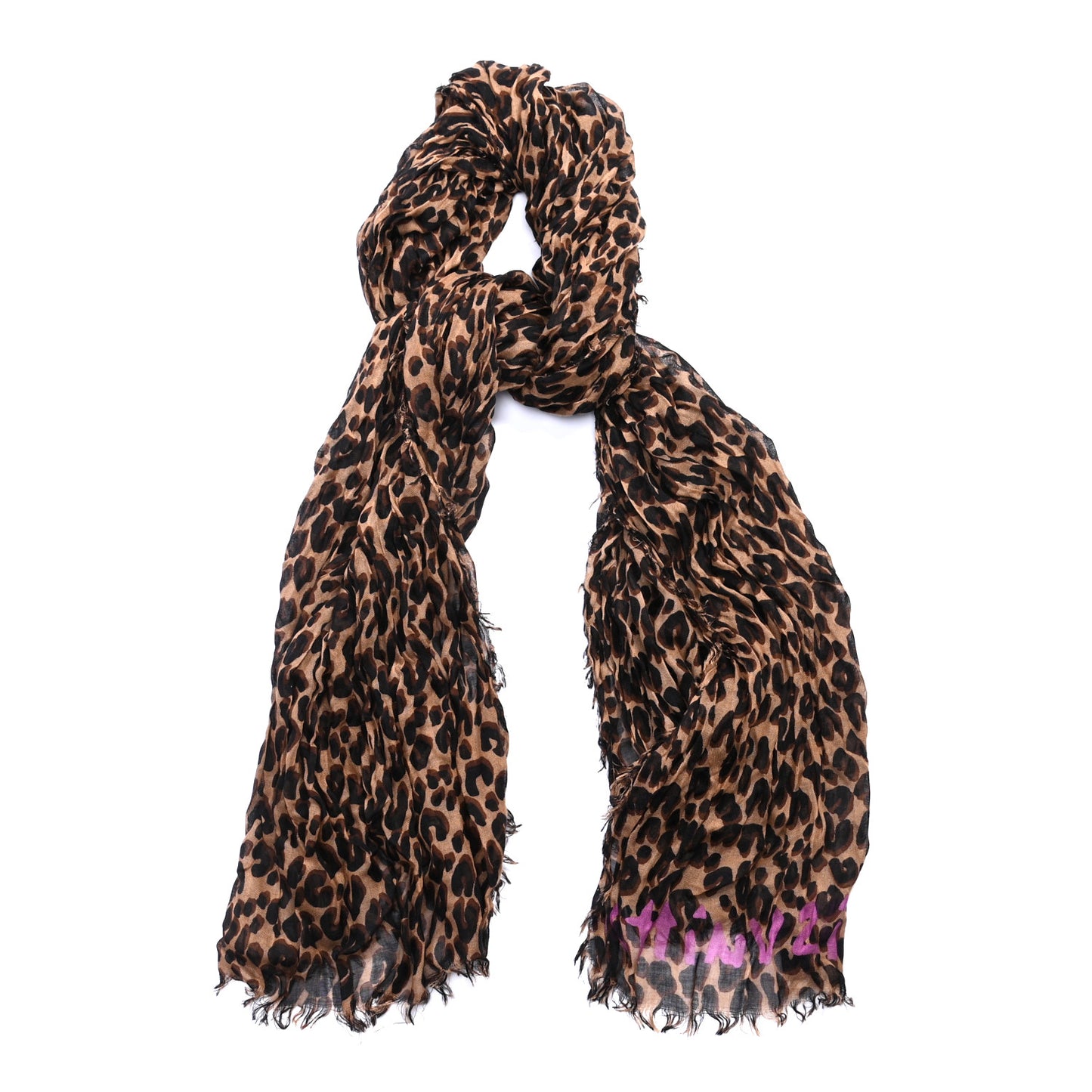Cashmere Silk Leopard Etole Stole Marron