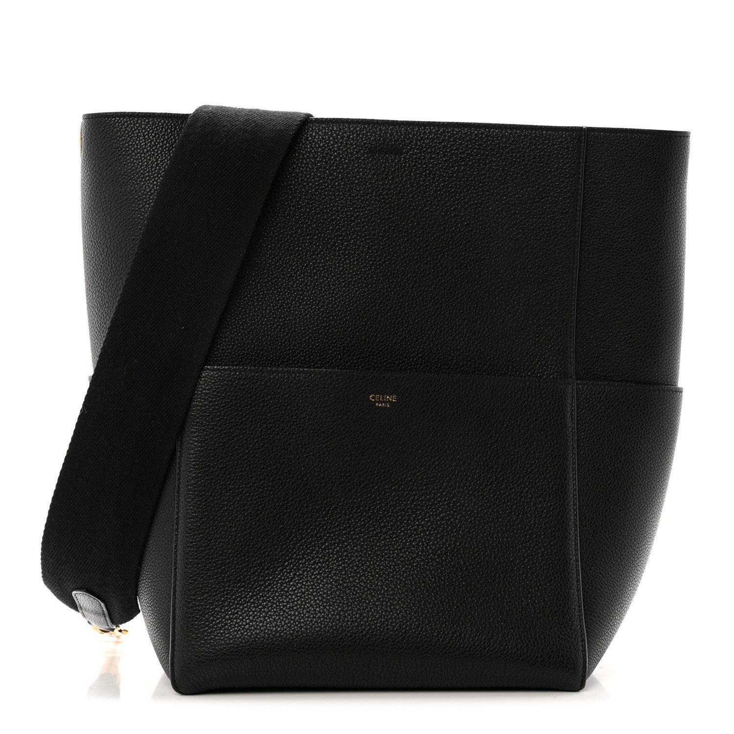 Celine Soft Grained Calfskin Sangle Bucket Bag Black 1 of 13