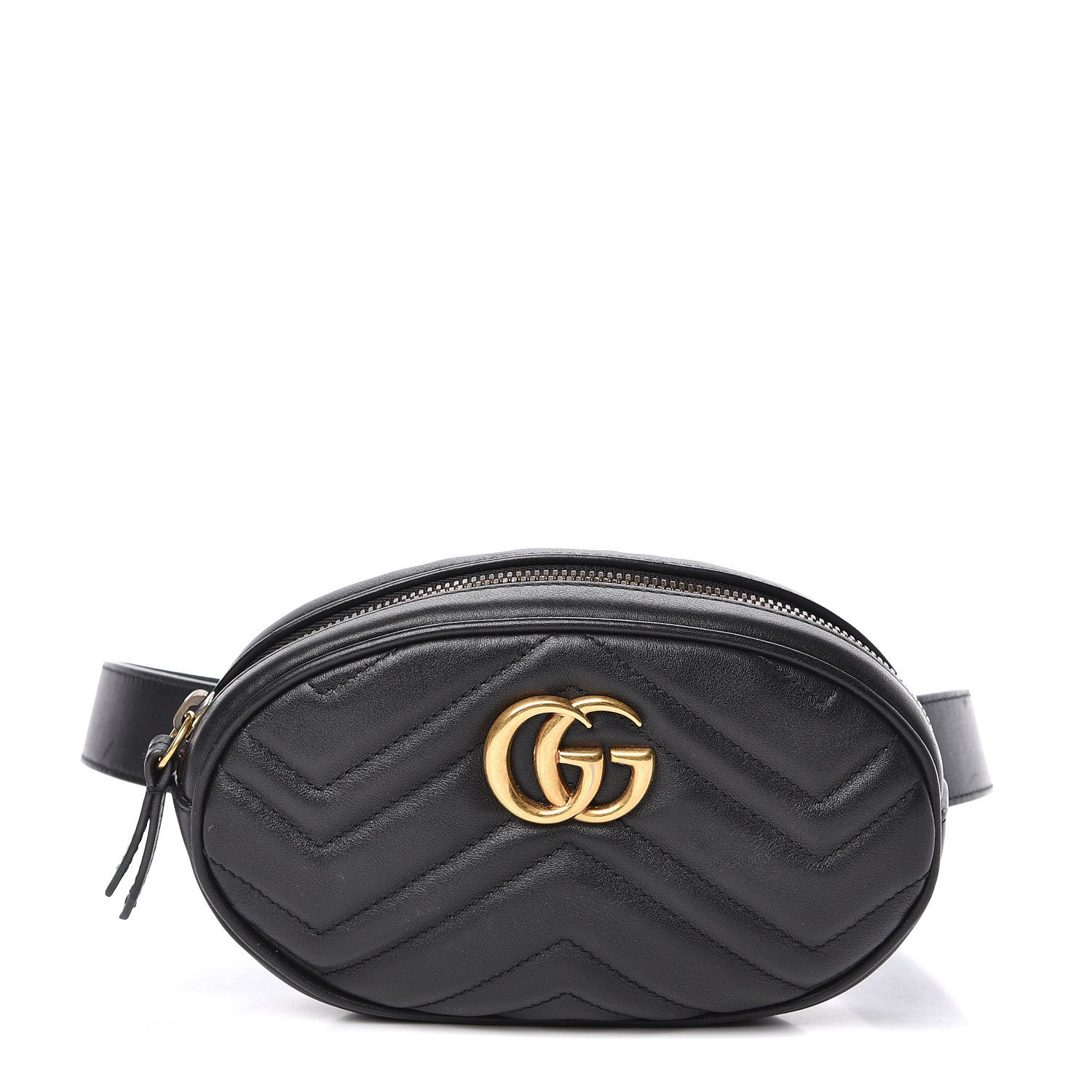 Gucci Calfskin Matelasse GG Marmont Belt Bag 75 30 Black 1 of 10