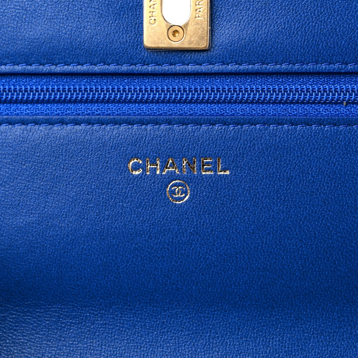 Chanel Lambskin Quilted CC Pearl Crush Wallet on Chain WOC Blue 6 of 10