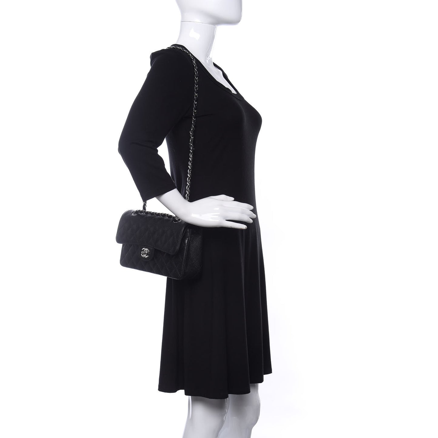 Caviar Quilted Small Double Flap Black