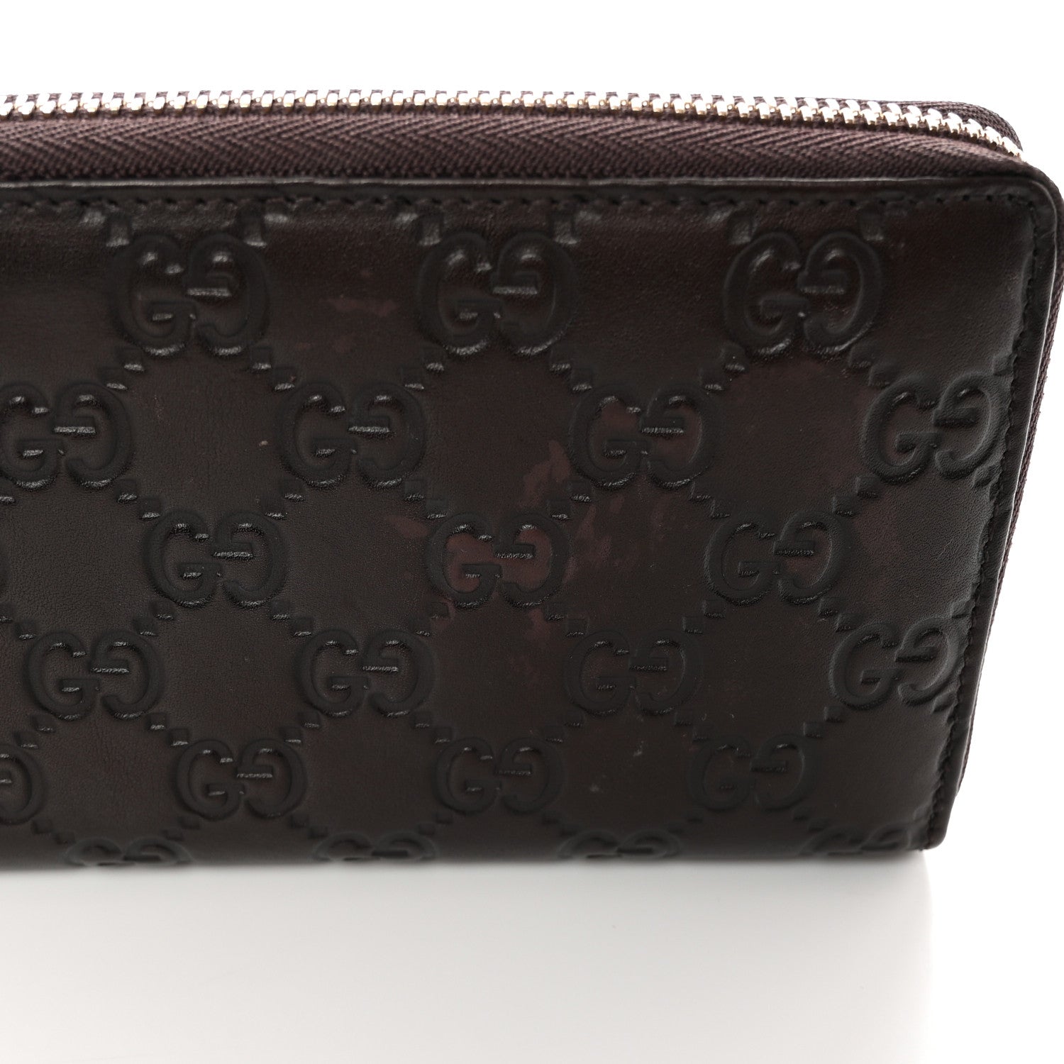 Gucci Guccissima GG Pierce Zip Around Wallet Dark Brown 12 of 13