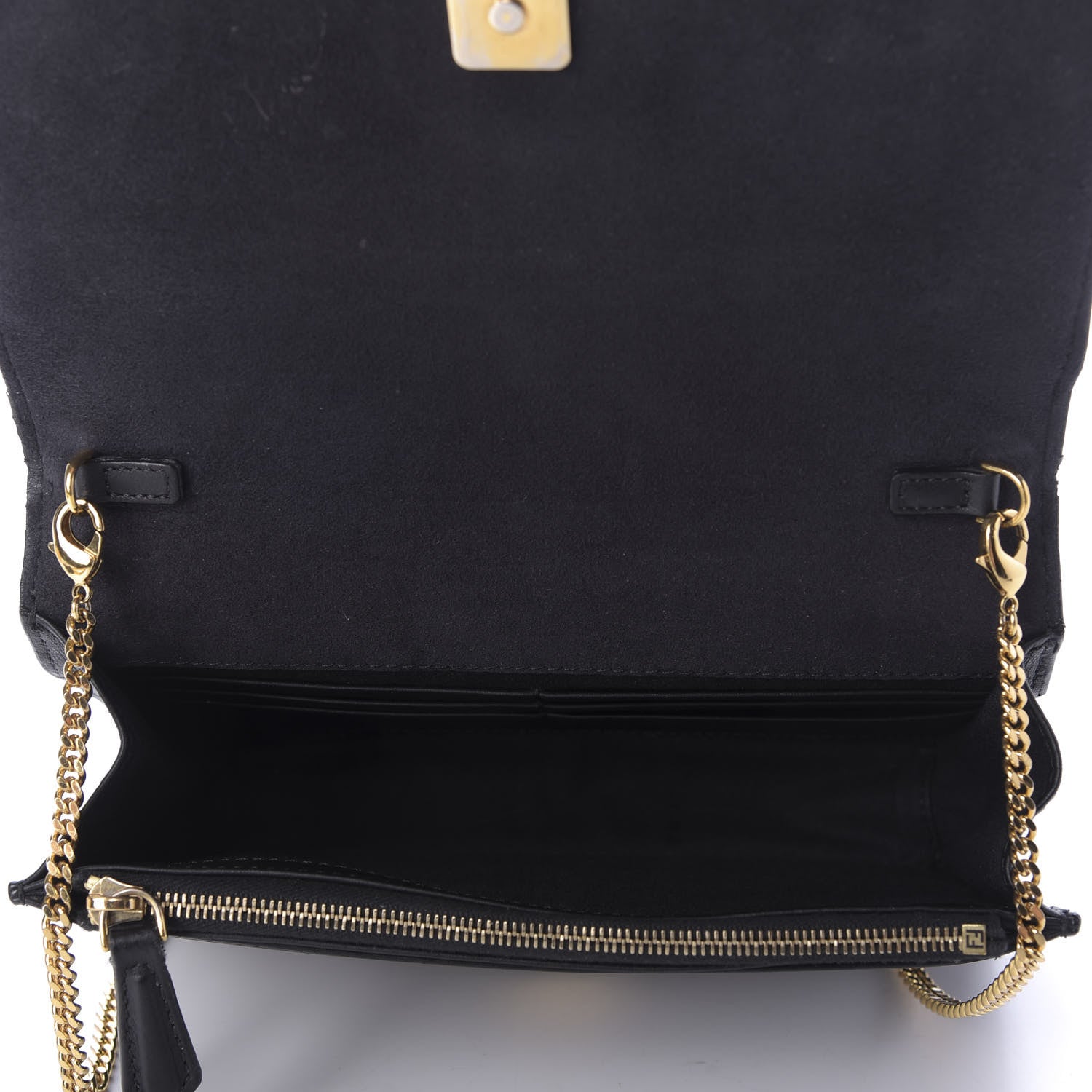 Fendi Vitello Flamingo Tube Wallet on Chain Black 5 of 10