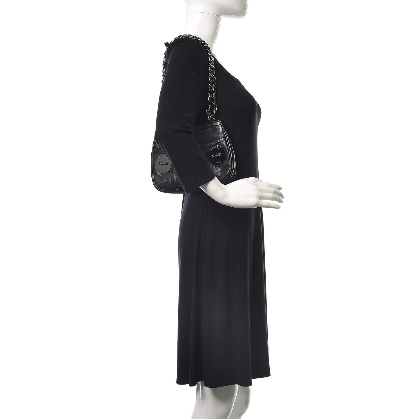Caviar Square Quilted Shoulder Bag Black