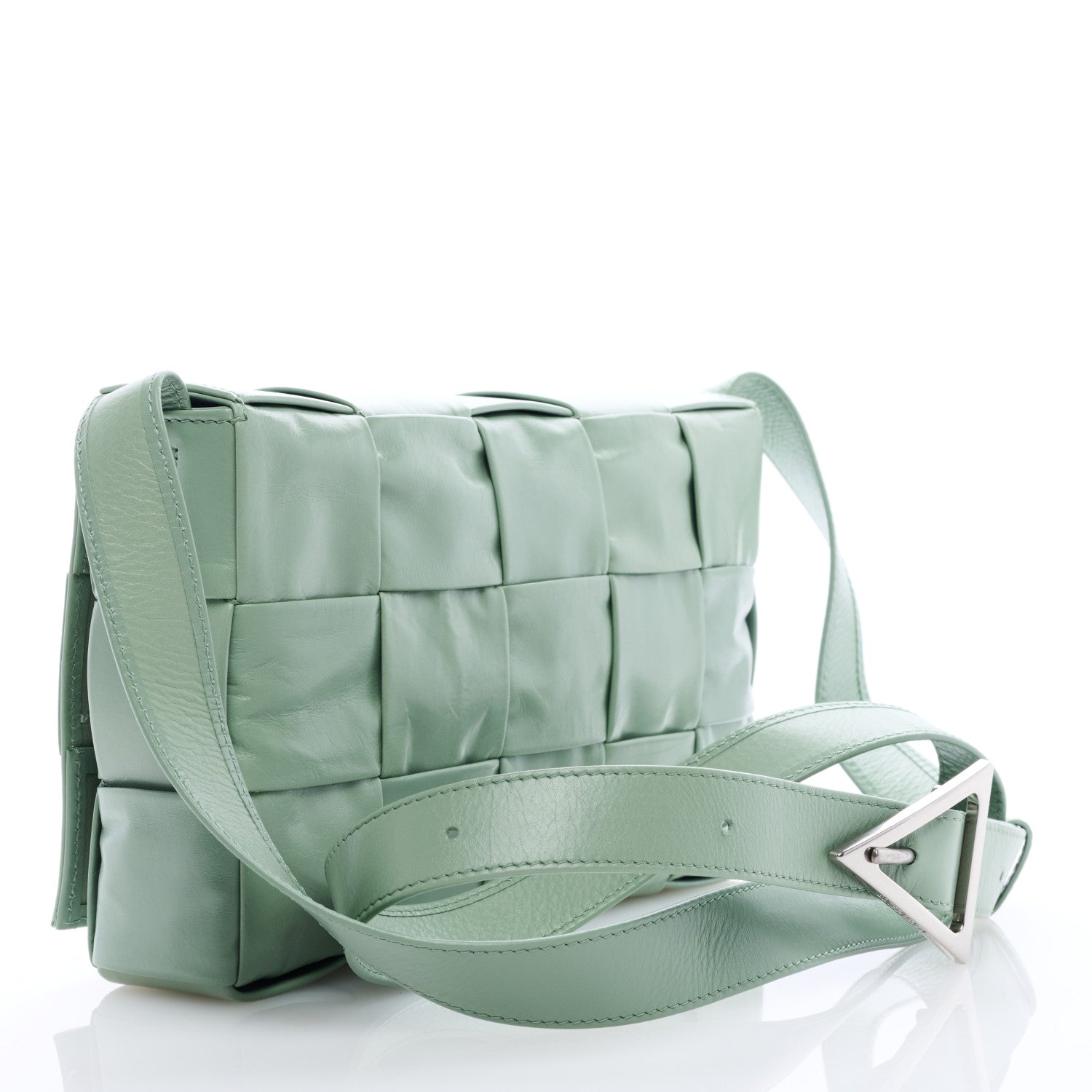 Bottega Veneta Paper Calfskin Maxi Intreccio Cassette Crossbody Bag Sage 3 of 8