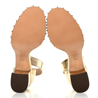 Valentino Garavani Metallic Nappa Soul Rockstud 65mm Sandals 38.5 Gold 10 of 18