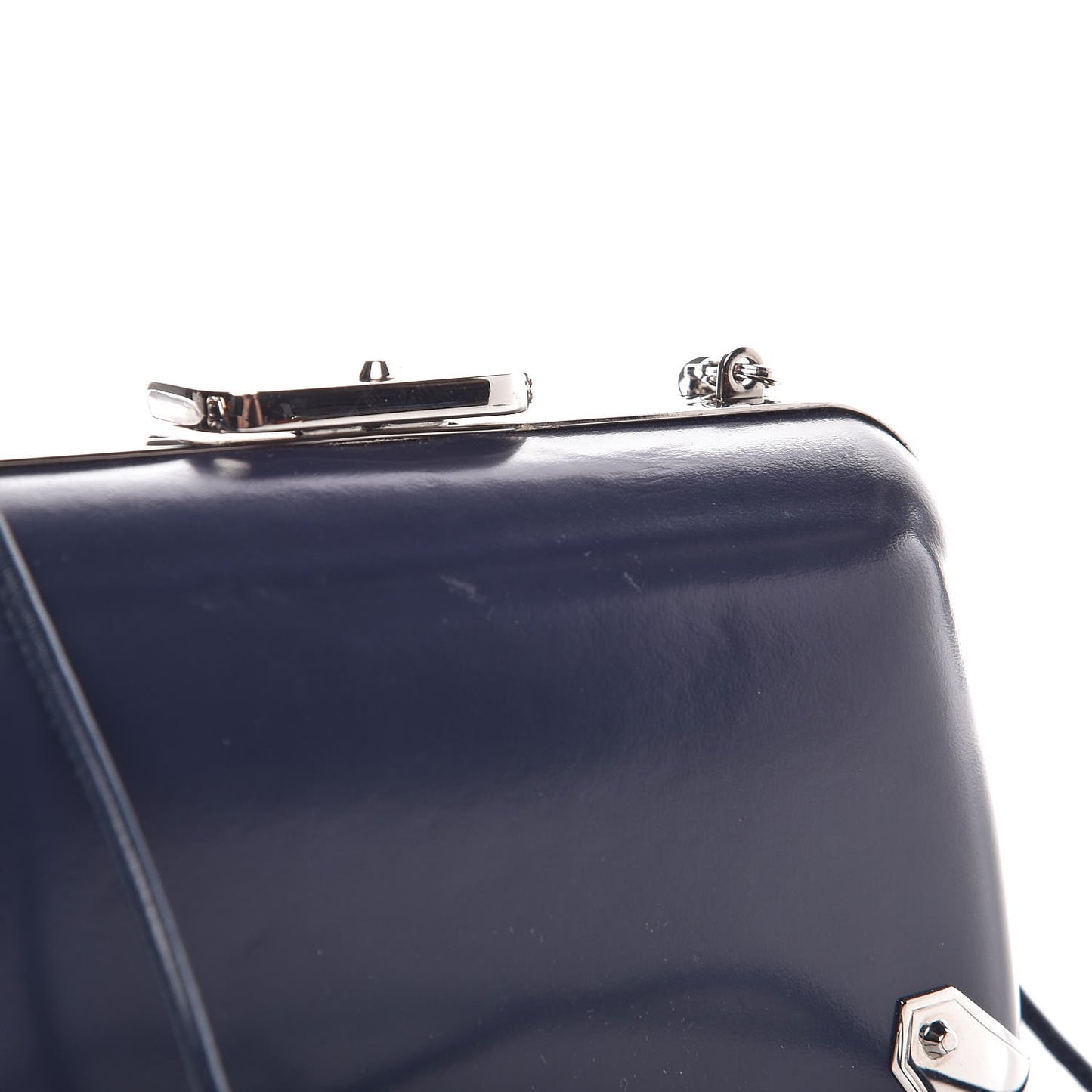 Calfskin Minaudiere Trapeze Clutch Bleu Persan