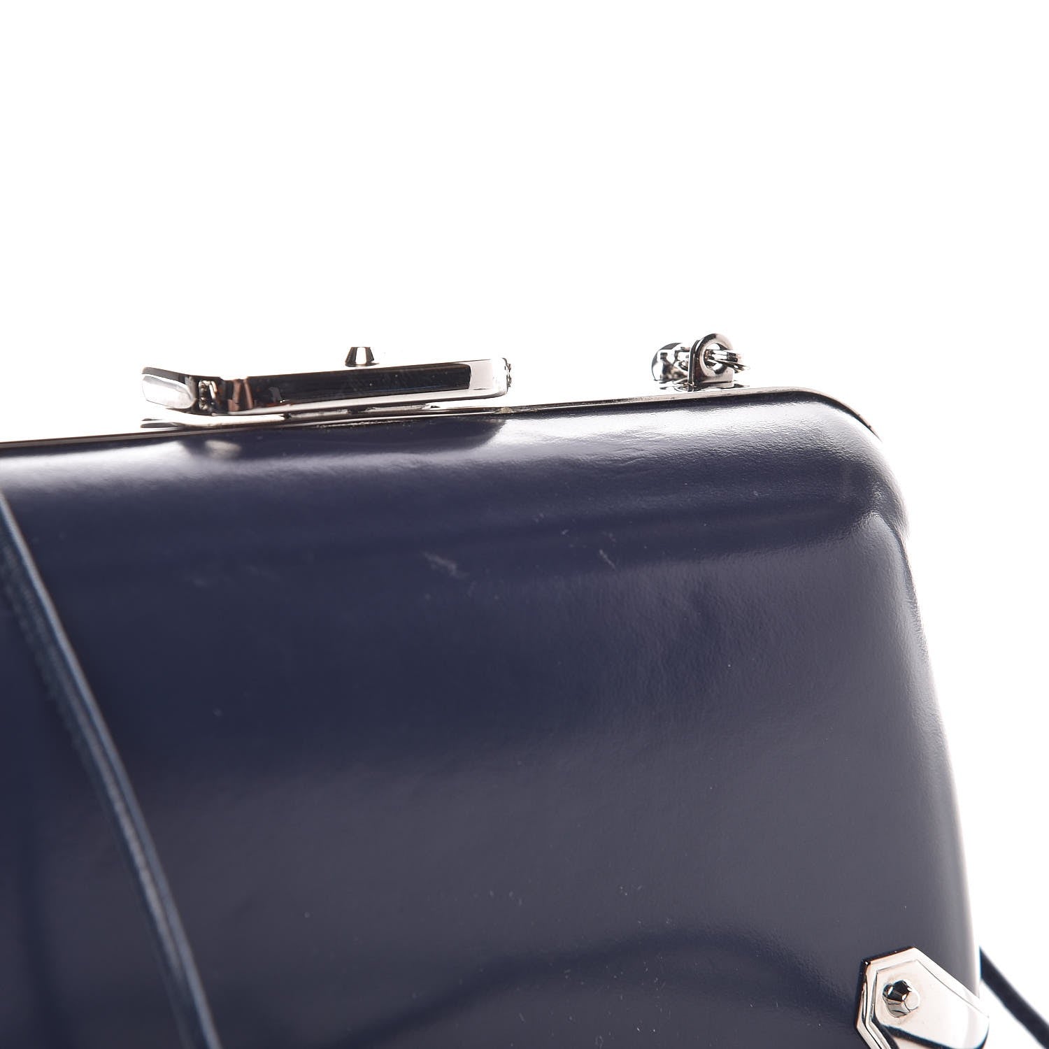 Balenciaga Calfskin Minaudiere Trapeze Clutch Bleu Persan 9 of 9