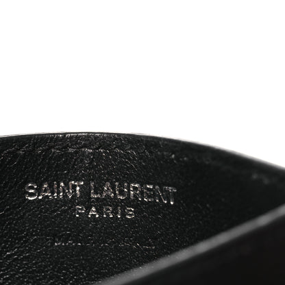Saint Laurent Grain De Poudre Matelasse Chevron Monogram Credit Card Case Black 6 of 10