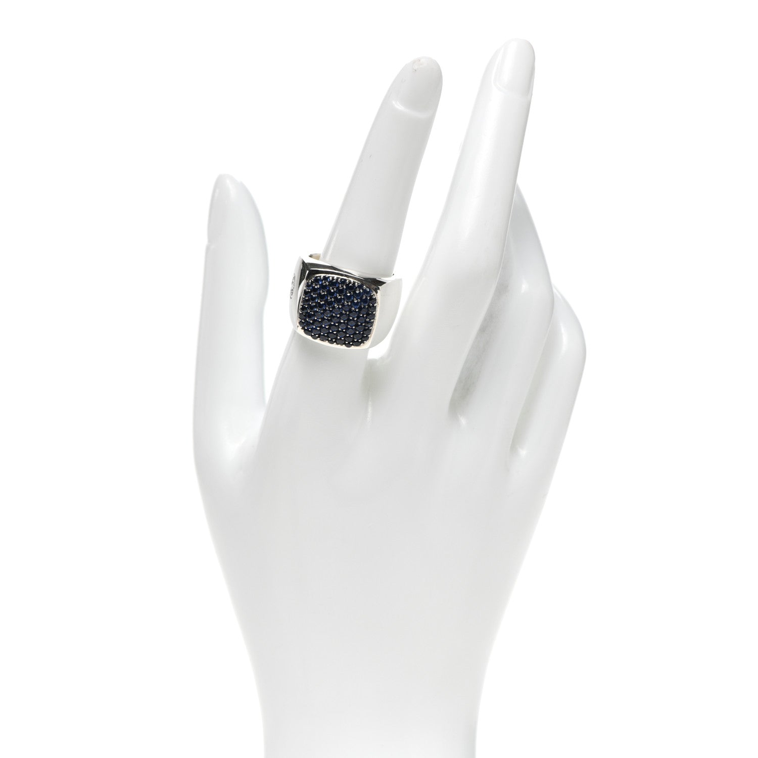 David Yurman Sterling Silver Blue Sapphire Signet Ring 57 8 2 of 5