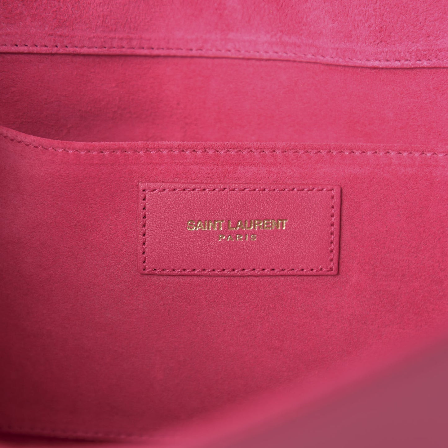 Calfskin Classic Y Ligne Clutch Fuchsia