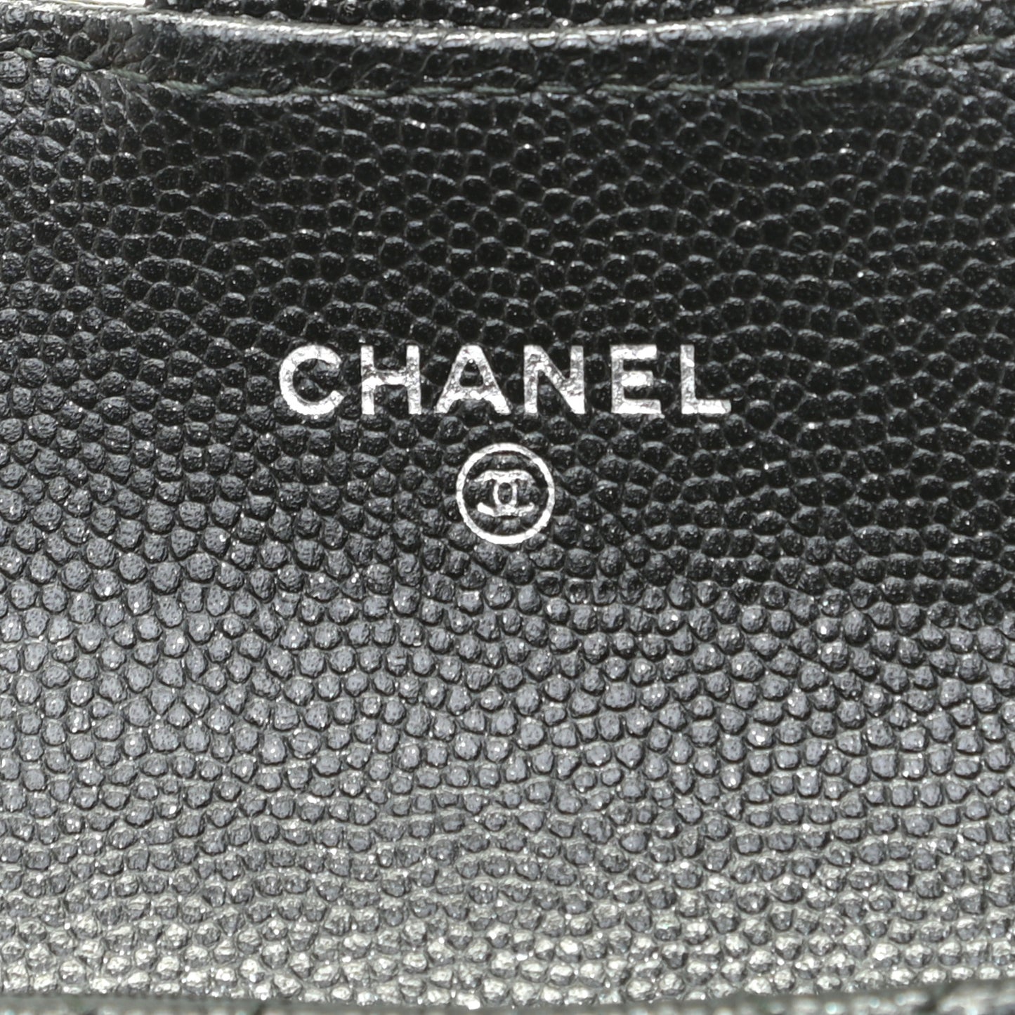 Iridescent Caviar Quilted Flap Card Holder Wallet Black