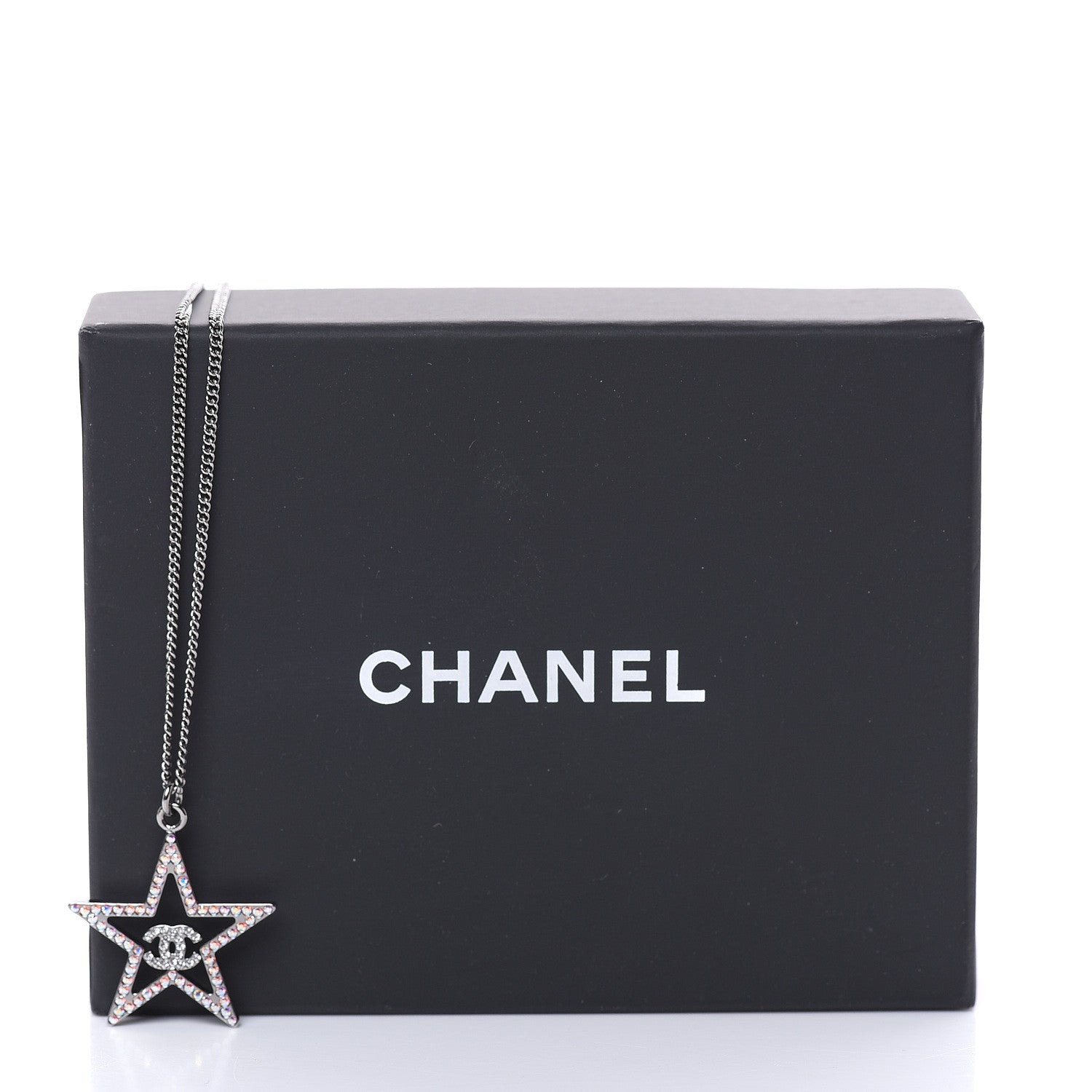 Chanel Ruthenium Crystal Star CC Necklace Iridescent Pink 5 of 6