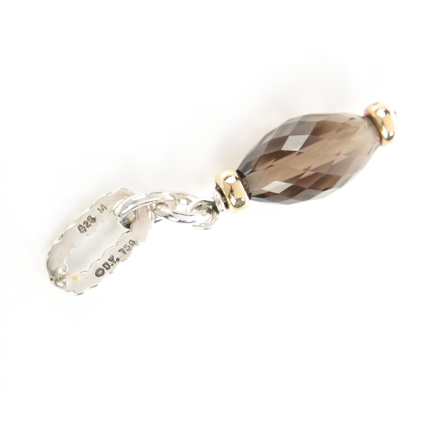 Sterling Silver 18K Yellow Gold Smoky Quartz Figaro Earrings