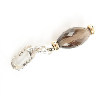 David Yurman Sterling Silver 18K Yellow Gold Smoky Quartz Figaro Earrings 4 of 5