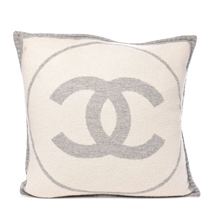 Chanel Merino Wool Cashmere CC Pillow Grey Off White 1 of 5