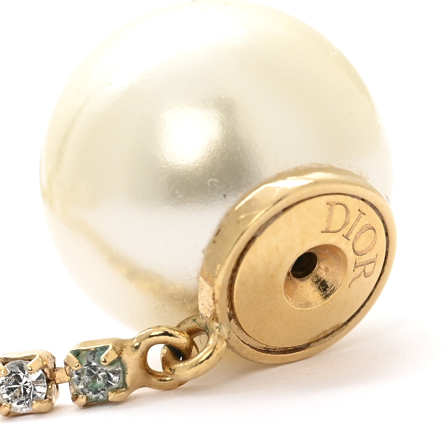 Christian Dior Pearl Crystal Star Tribale Dangle Chain Earrings Gold 4 of 4