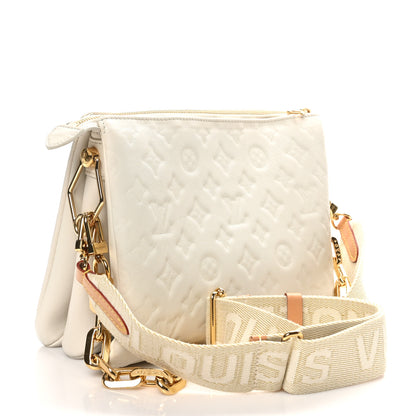 Louis Vuitton Lambskin Embossed Monogram Coussin PM Cream 3 of 9
