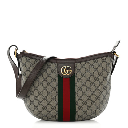 Gucci GG Supreme Monogram Web Small Ophidia Half Moon Hobo Brown 1 of 11