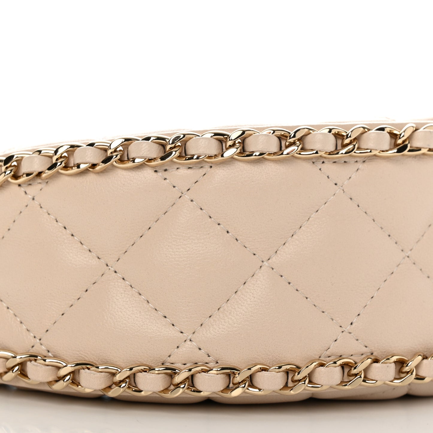 Lambskin Quilted Small Hobo Bag Light Beige