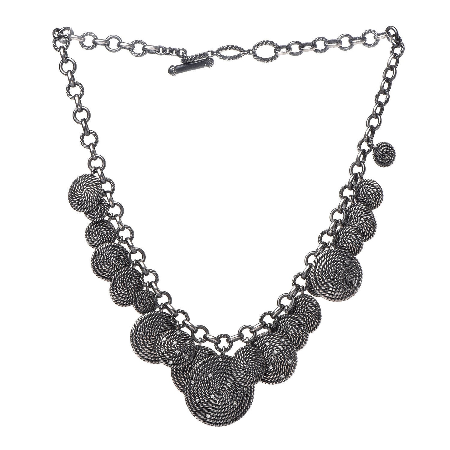 Sterling Silver Diamond 32mm Cable Coil Necklace