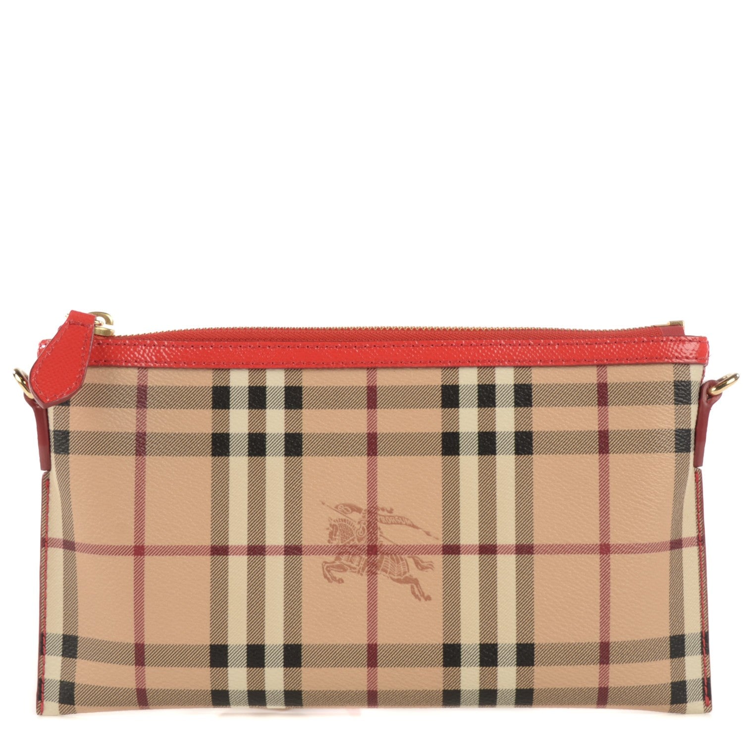 Burberry Haymarket Check Small Peyton Crossbody Clutch Bag Coral Red 1 of 11