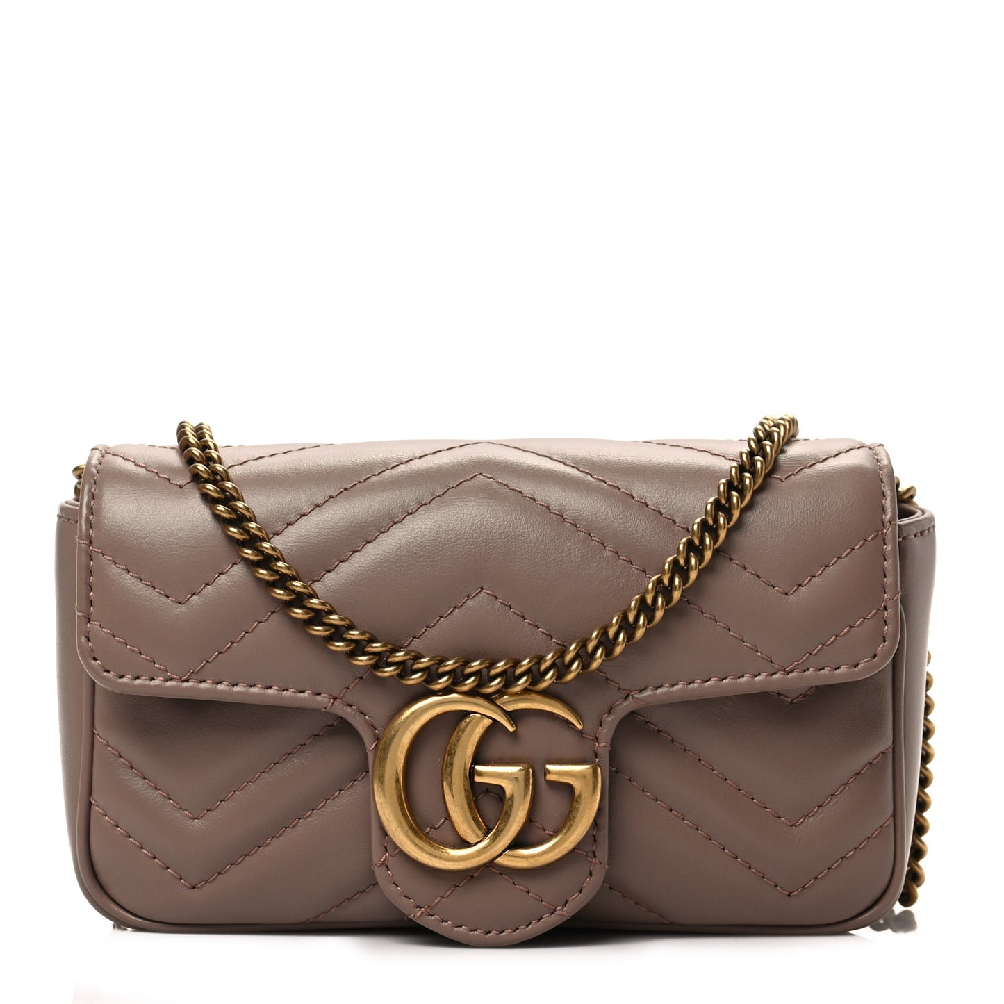 Calfskin Matelasse Super Mini GG Marmont Shoulder Bag Porcelain Rose