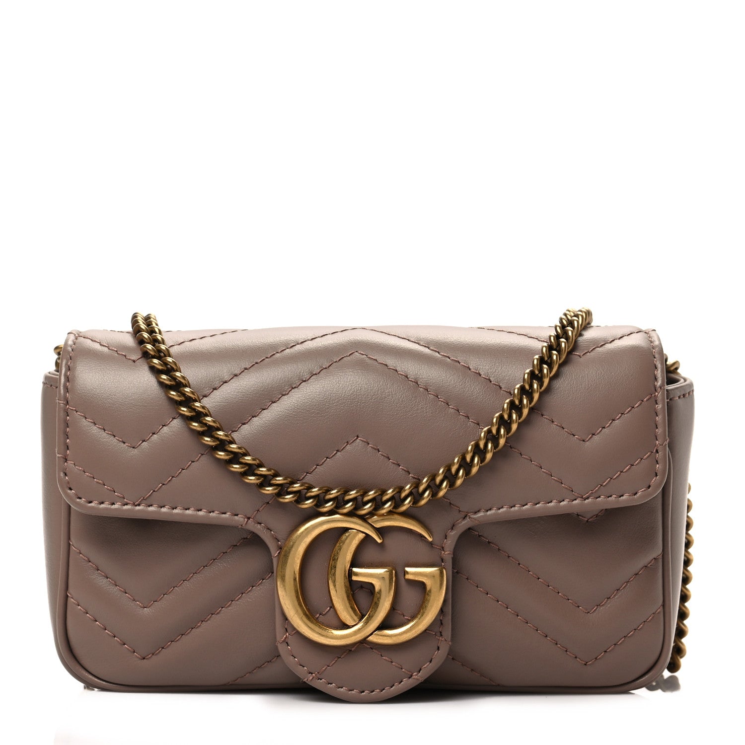 Gucci Calfskin Matelasse Super Mini GG Marmont Shoulder Bag Porcelain Rose 1 of 9