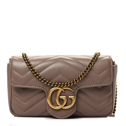 Gucci Calfskin Matelasse Super Mini GG Marmont Shoulder Bag Porcelain Rose 1 of 9