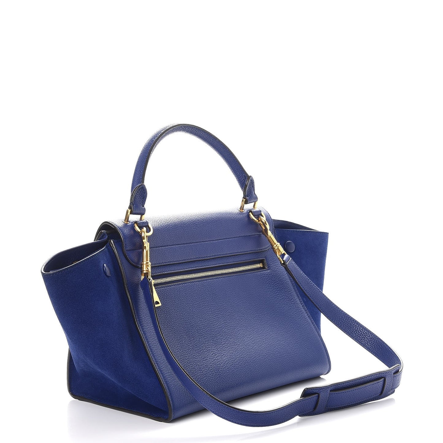Drummed Calfskin Suede Small Trapeze Indigo