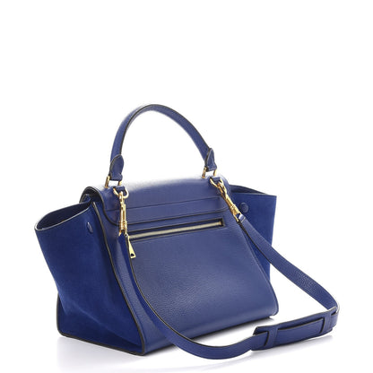 Celine Drummed Calfskin Suede Small Trapeze Indigo 4 of 9
