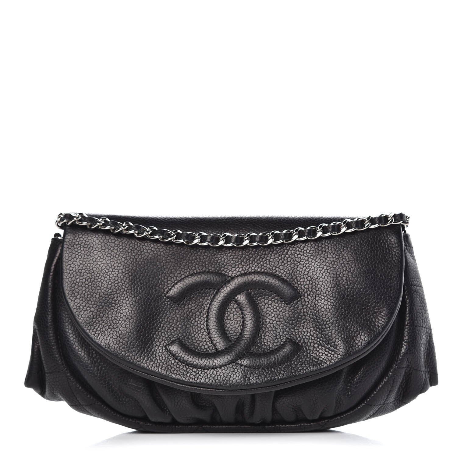 Chanel Caviar Half Moon Wallet On Chain WOC Black 1 of 11
