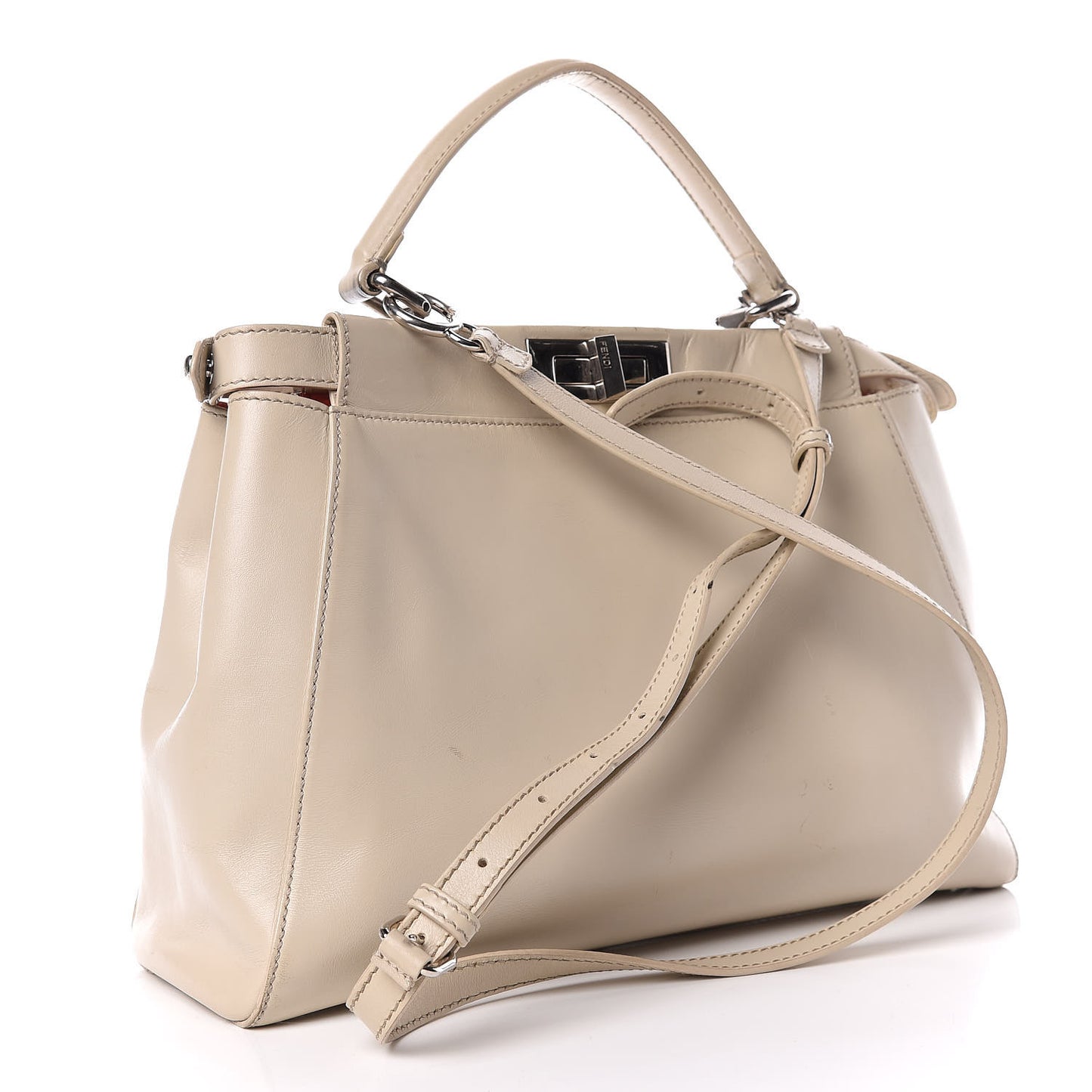 Vitello Morgan Shiny Nappa Medium Peekaboo Iconic Satchel Latte Azalea