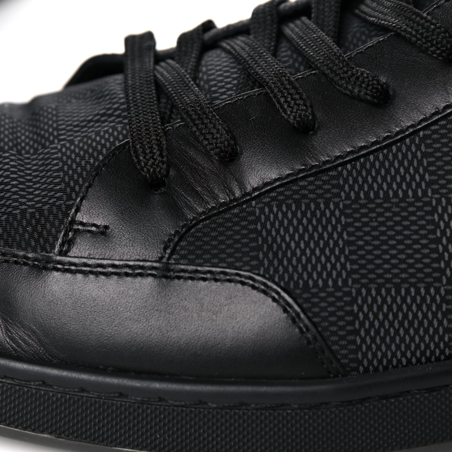 Calfskin Nylon Damier Offshore Sneakers 8 Black