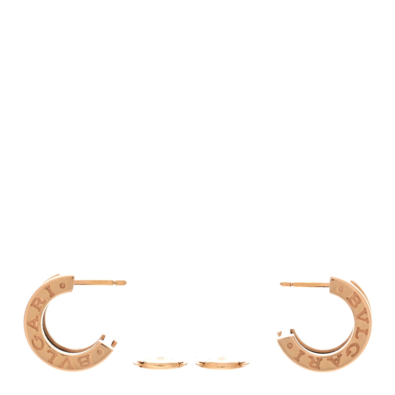 Bulgari 18K Rose Gold Black Ceramic B.Zero1 Hoop Earrings 3 of 5