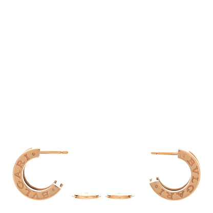 Bulgari 18K Rose Gold Black Ceramic B.Zero1 Hoop Earrings 3 of 5