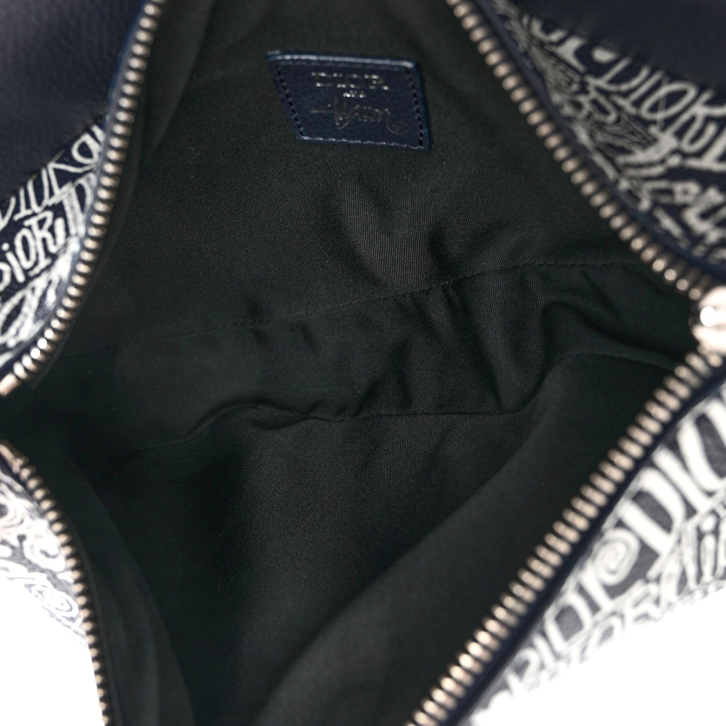 X SHAWN STUSSY Grained Calfskin Printed Mens Saddle Bag Navy Blue
