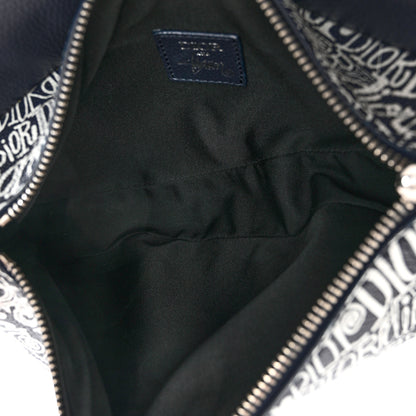 Christian Dior X SHAWN STUSSY Grained Calfskin Printed Mens Saddle Bag Navy Blue 5 of 9