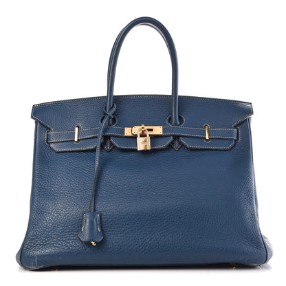 Hermes Taurillon Clemence Birkin 35 Bleu Thalassa 1 of 44