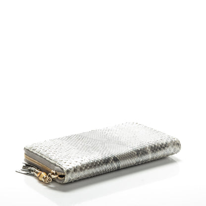 Gucci Metallic Python Bamboo Zip Around Large Wallet Silver 4 of 7