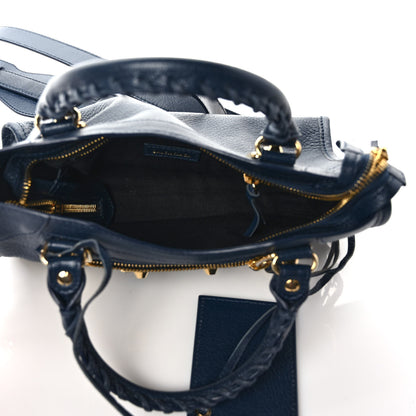 Balenciaga Shiny Goatskin Gold Metallic Edge Hardware Mini City Bleu de Minuit 5 of 9