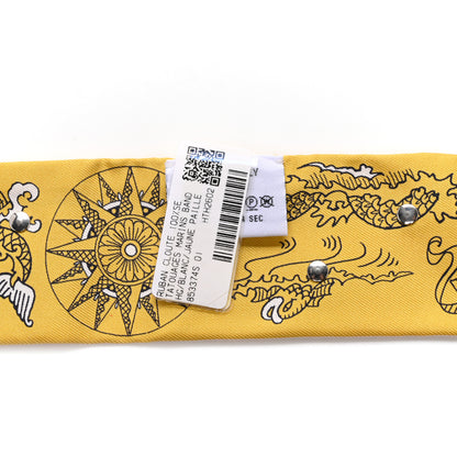 Hermes Silk Studded Tatouages Marins Bandana Twilly Blanc Jaune Paille Noir 4 of 5